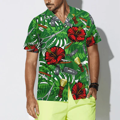 Barber Hawaiian Shirt, Red Rose Barber Tools Aloha Shirt For Men - Gift For Barber, Husband, Family, Friends - Image 4