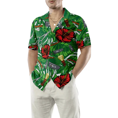Barber Hawaiian Shirt, Red Rose Barber Tools Aloha Shirt For Men - Gift For Barber, Husband, Family, Friends - Image 5