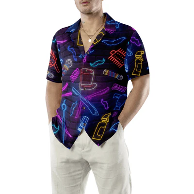 Bartender Hawaiian Shirt, Barber Shop Neon Aloha Shirt For Men - Gift For Bartender, Husband, Boyfriend, Family, Friends - Image 5