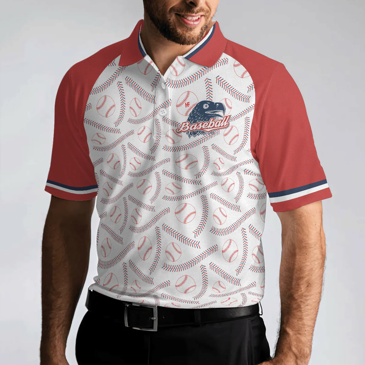 Baseball And Patriot Men Polo Shirt, Wide Waist Baseball Pattern Polo Shirt, Best Baseball Shirt For Men, Gift For Baseball Lovers - Image 6