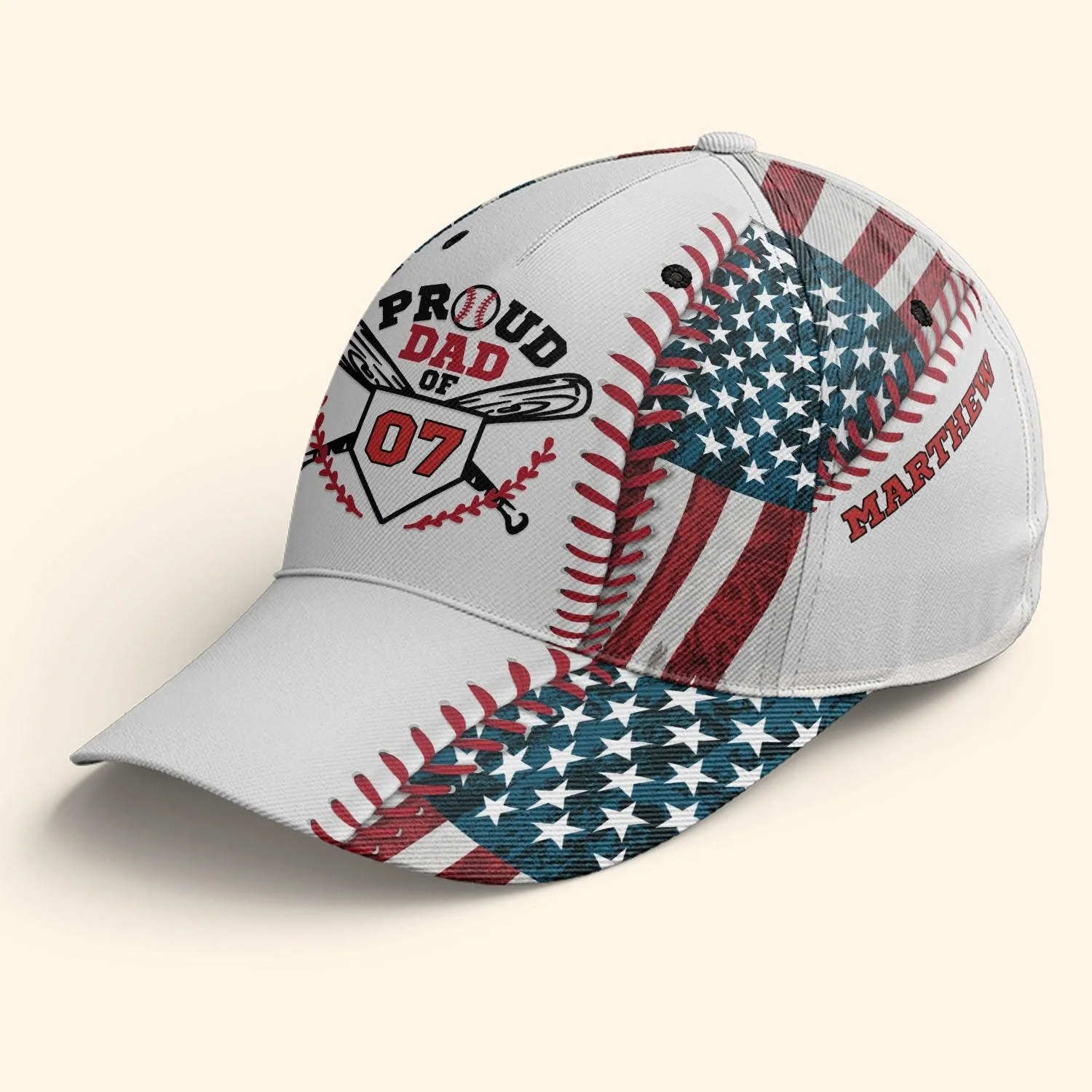 Baseball Classic Cap Custom Name and Number, Personalized Proud Dad Of A Baseball Player - Gift for Father's Day, Dad, Family - Image 3