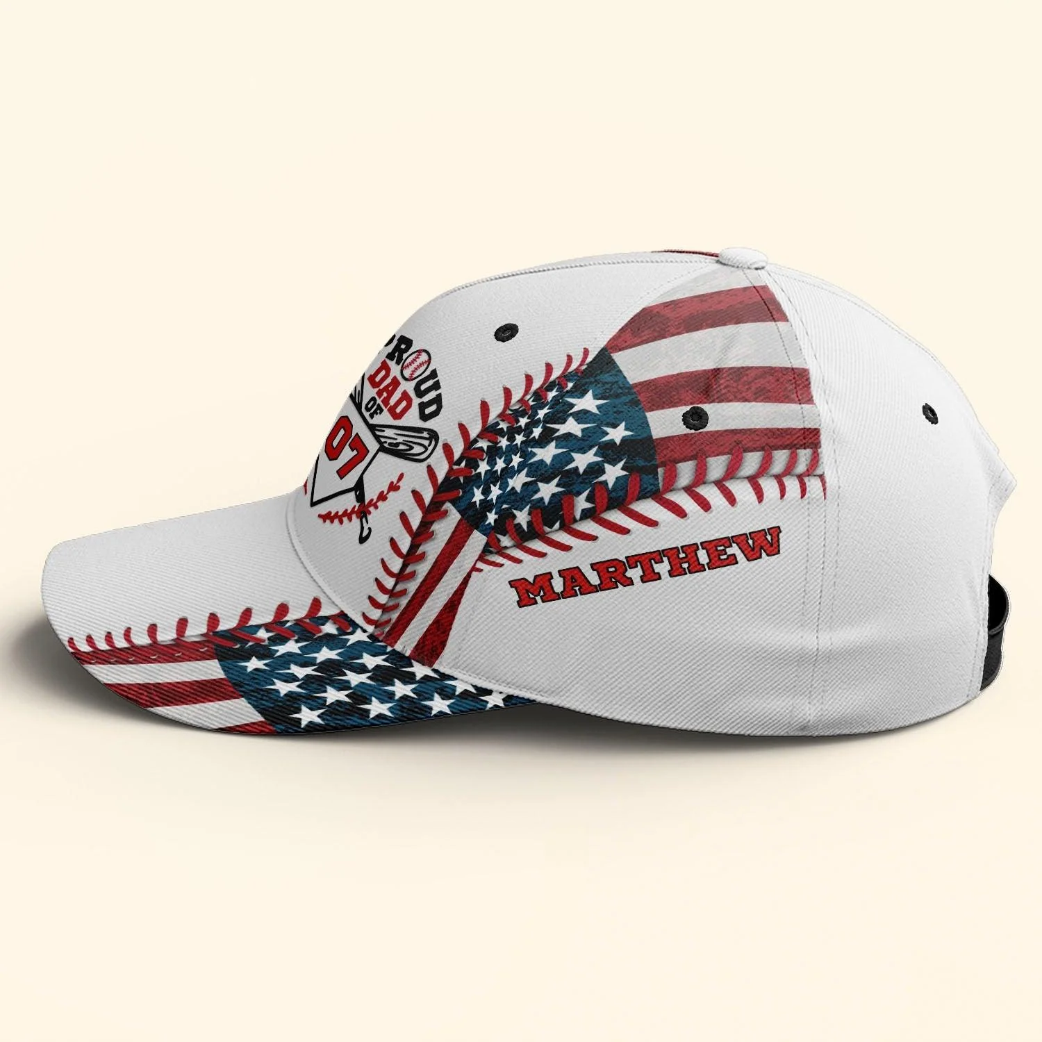 Baseball Classic Cap Custom Name and Number, Personalized Proud Dad Of A Baseball Player - Gift for Father's Day, Dad, Family - Image 4