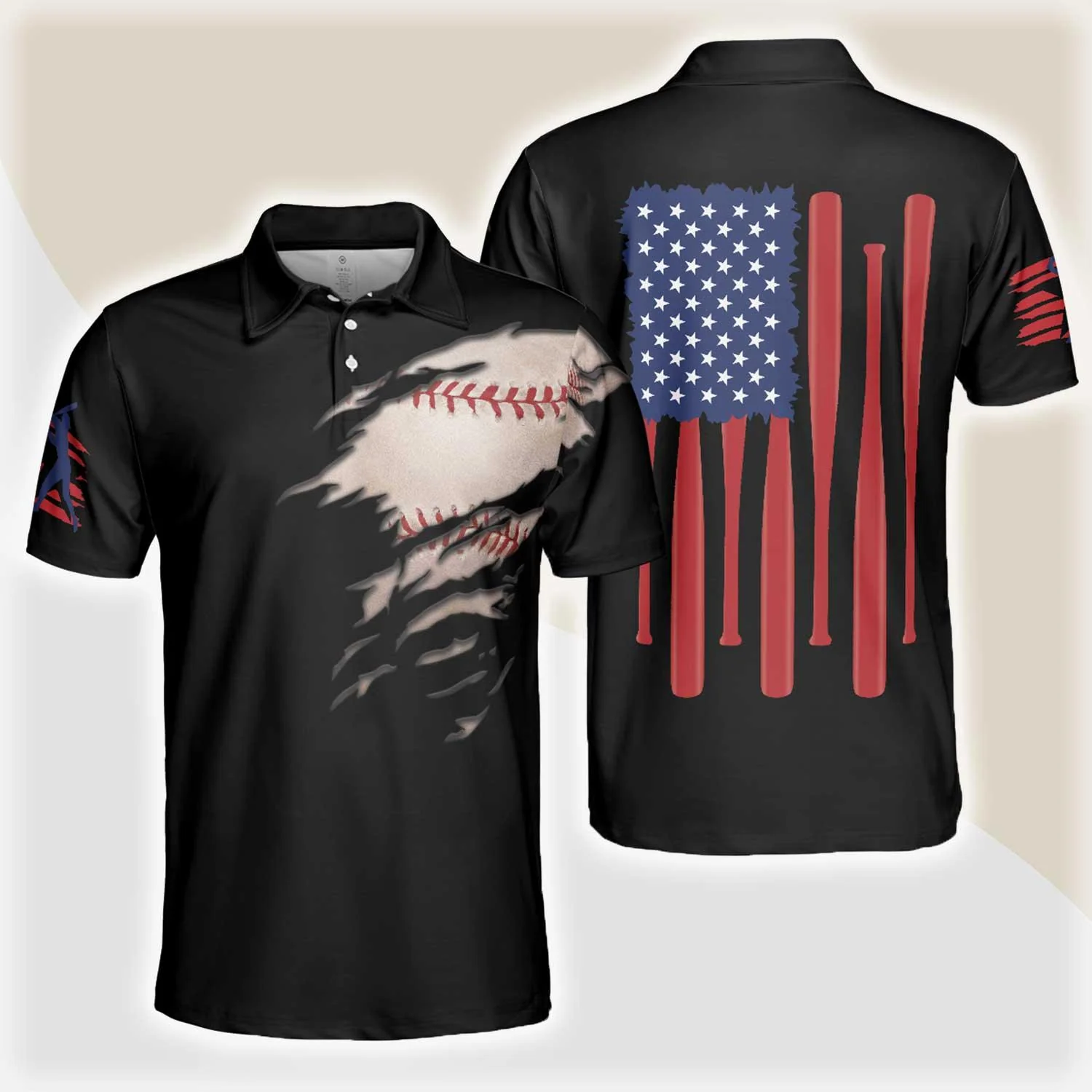 Baseball Men Polo Shirt, American Flag Baseball Polo Shirt For Men, Patriotic Polo Shirt For Men - Gift For Baseball Lovers, Baseball Players