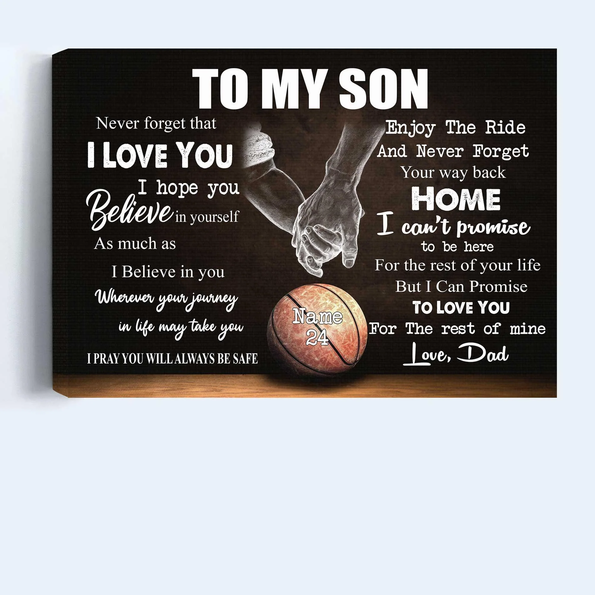 Basketball Landscape Canvas Custom Name And Number - To My Son I hope You Believe In Yourself Premium Wrapped Canvas - Gift For Basketball Players - Image 2