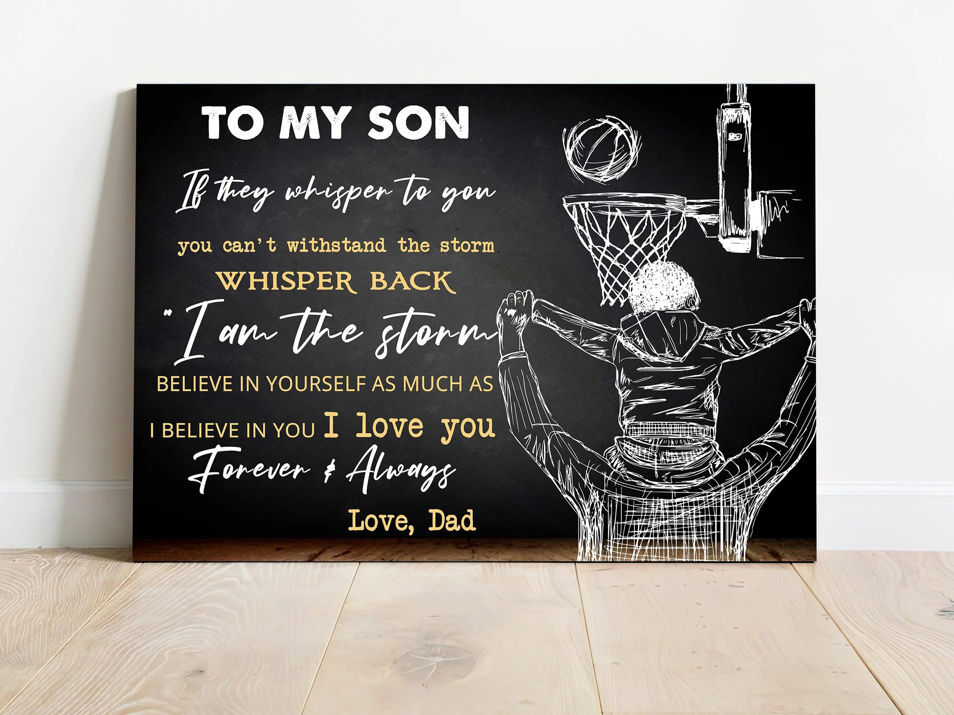 Basketball Landscape Canvas - To My Son Believe in yourself as much as i believe in you Premium Wrapped Canvas - Gift For Basketball Players, Family