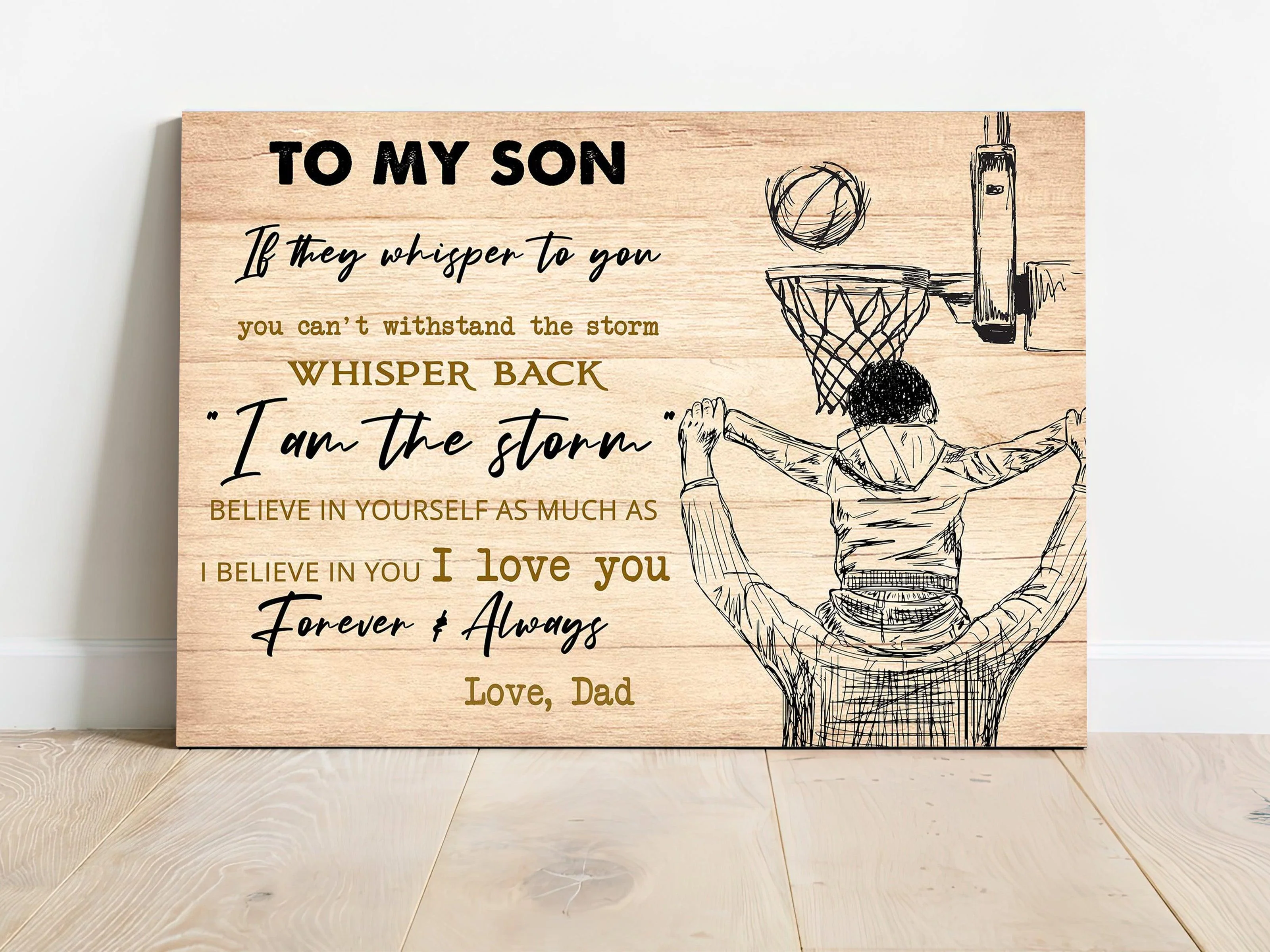 Basketball Landscape Canvas - To My Son Believe in yourself as much as i believe in you Premium Wrapped Canvas - Gift For Basketball Players, Family - Image 3