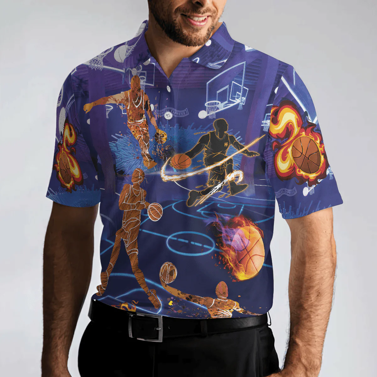 Basketball Men Polo Shirt,  It's In My DNA, Blue Basketball Shirt Design, Basketball Team Polo Shirt - Gift For Men, Basketball Lovers - Image 5