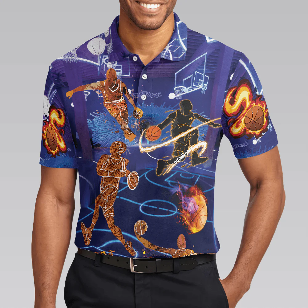 Basketball Men Polo Shirt,  It's In My DNA, Blue Basketball Shirt Design, Basketball Team Polo Shirt - Gift For Men, Basketball Lovers - Image 6