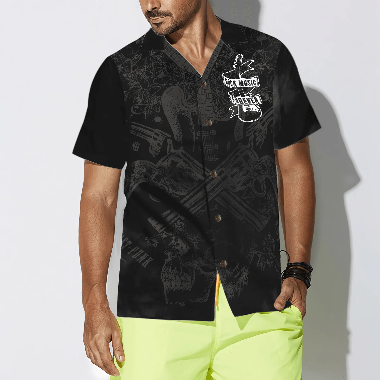 Bass Guitar & Rock Music Hawaiian Shirt, Colorful Summer Aloha Shirt For Men Women, Perfect Gift For Friend, Team, Family, Guitar Rock Lovers - Image 4
