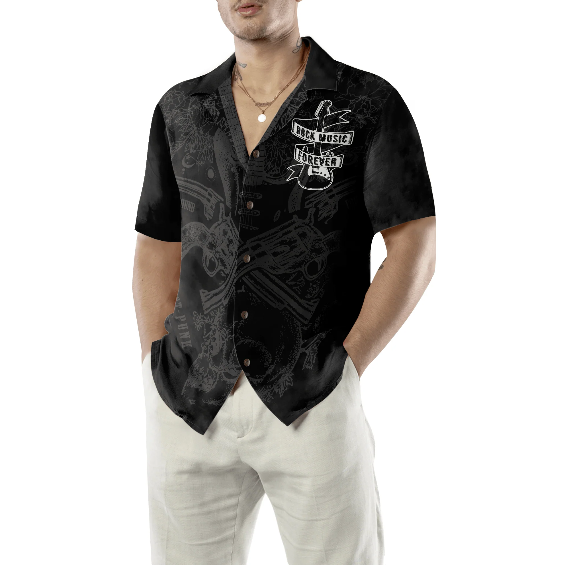 Bass Guitar & Rock Music Hawaiian Shirt, Colorful Summer Aloha Shirt For Men Women, Perfect Gift For Friend, Team, Family, Guitar Rock Lovers - Image 5