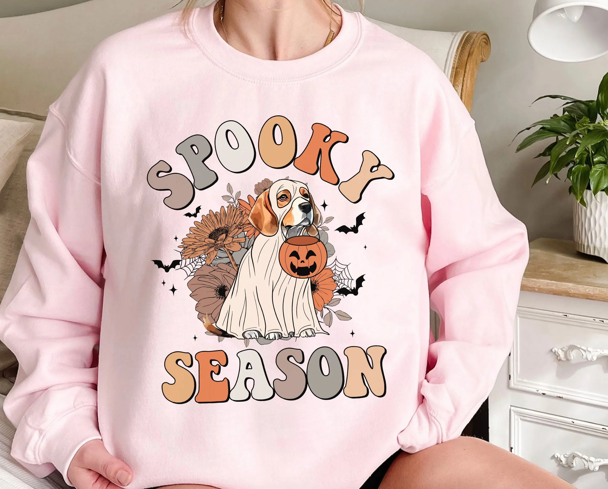 Beagle Spooky Season Shirt, Beagle Ghost Shirt, Beagle Halloween Shirt, Beagle Dog Lover, Spooky Season Dog Sweatshirt, Dog Lover Sweatshirt - Image 2