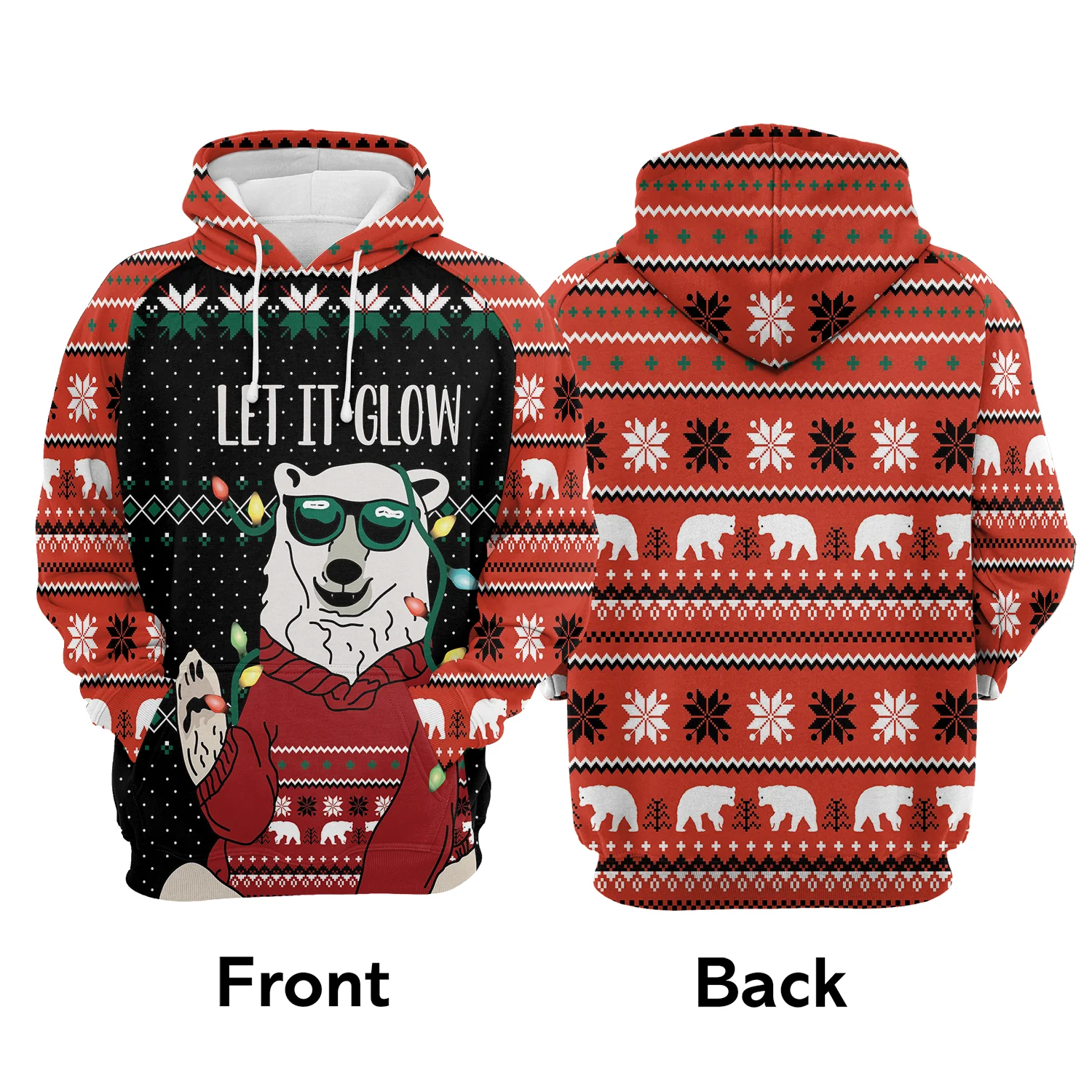 Bear Pullover Premium Hoodie Let It Glow, Perfect Outfit For Men And Women On Christmas New Year Autumn Winter - Image 2