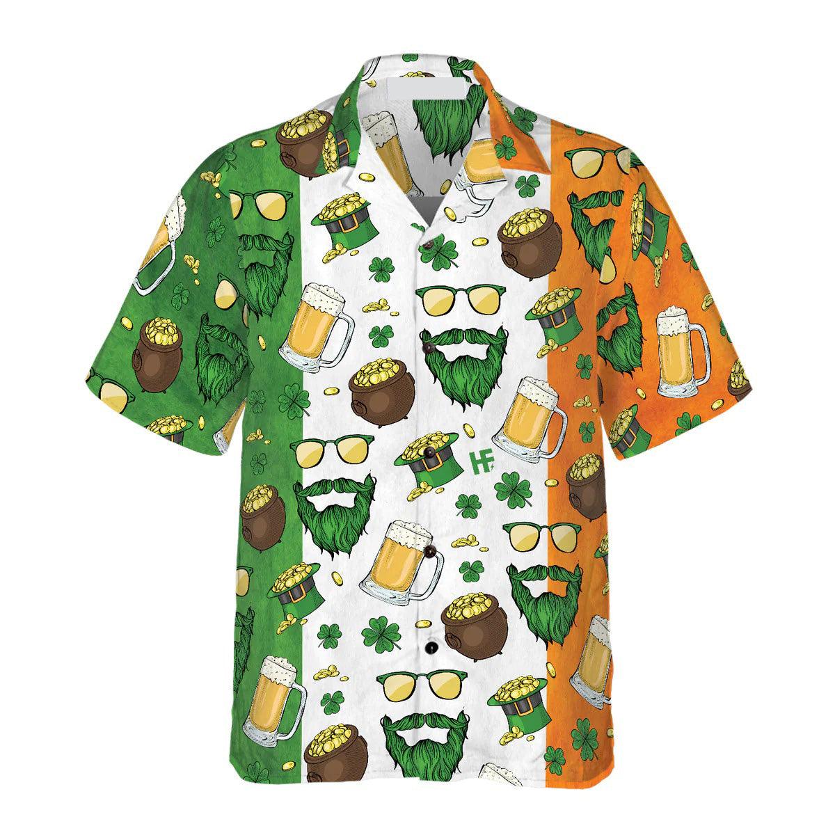 Beard Saint Patrick's Day Seamless Pattern Hawaiian Shirt, Funny Aloha Shirt - Perfect Gift For Friends, Husband, Boyfriend, Family, Summer Lovers - Image 5