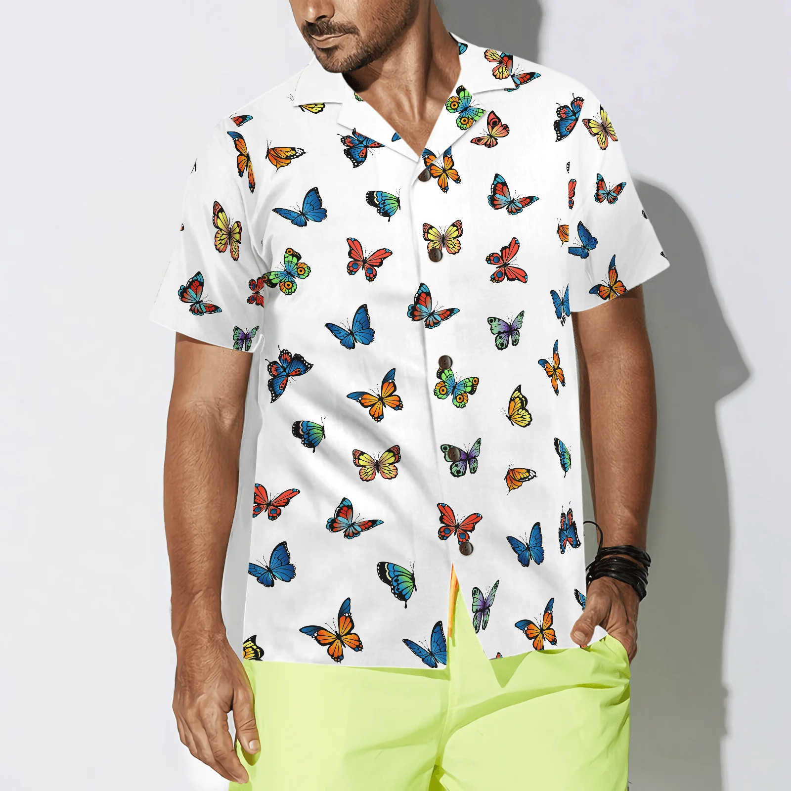 Beautiful Butterflies Hawaiian Shirt, Colorful Summer Aloha Shirts For Men Women, Perfect Gift For Husband, Wife, Boyfriend, Friend - Image 3