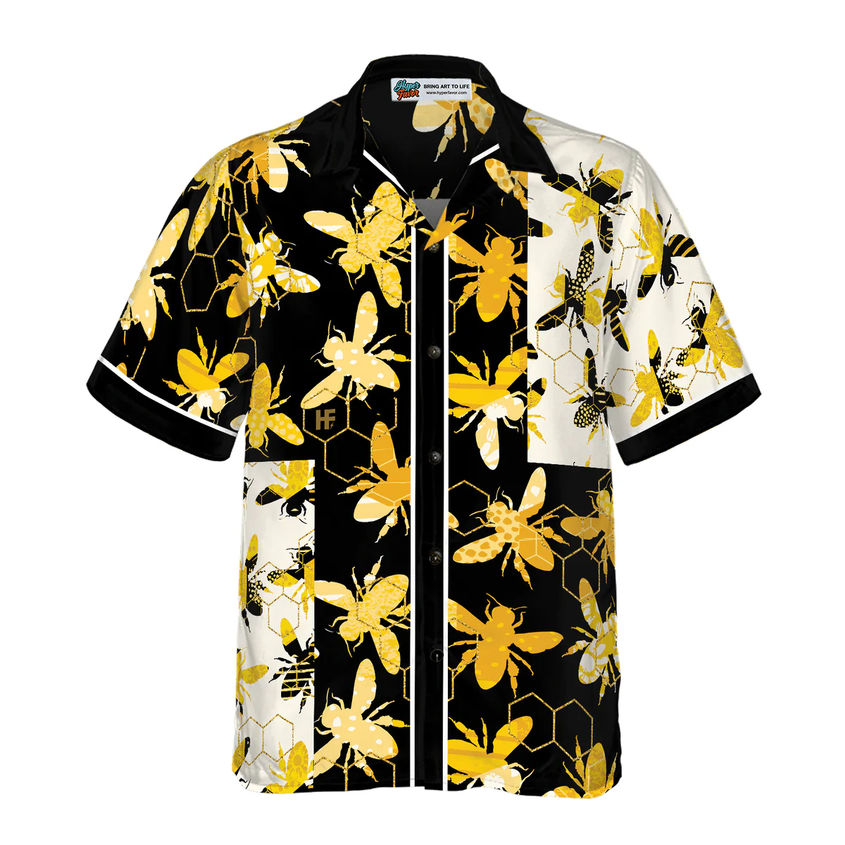Bee Hawaiian Shirt, Trendy Geometric Bee Aloha Shirt For Men - Perfect Gift For Husband, Boyfriend, Friend, Family - Image 2