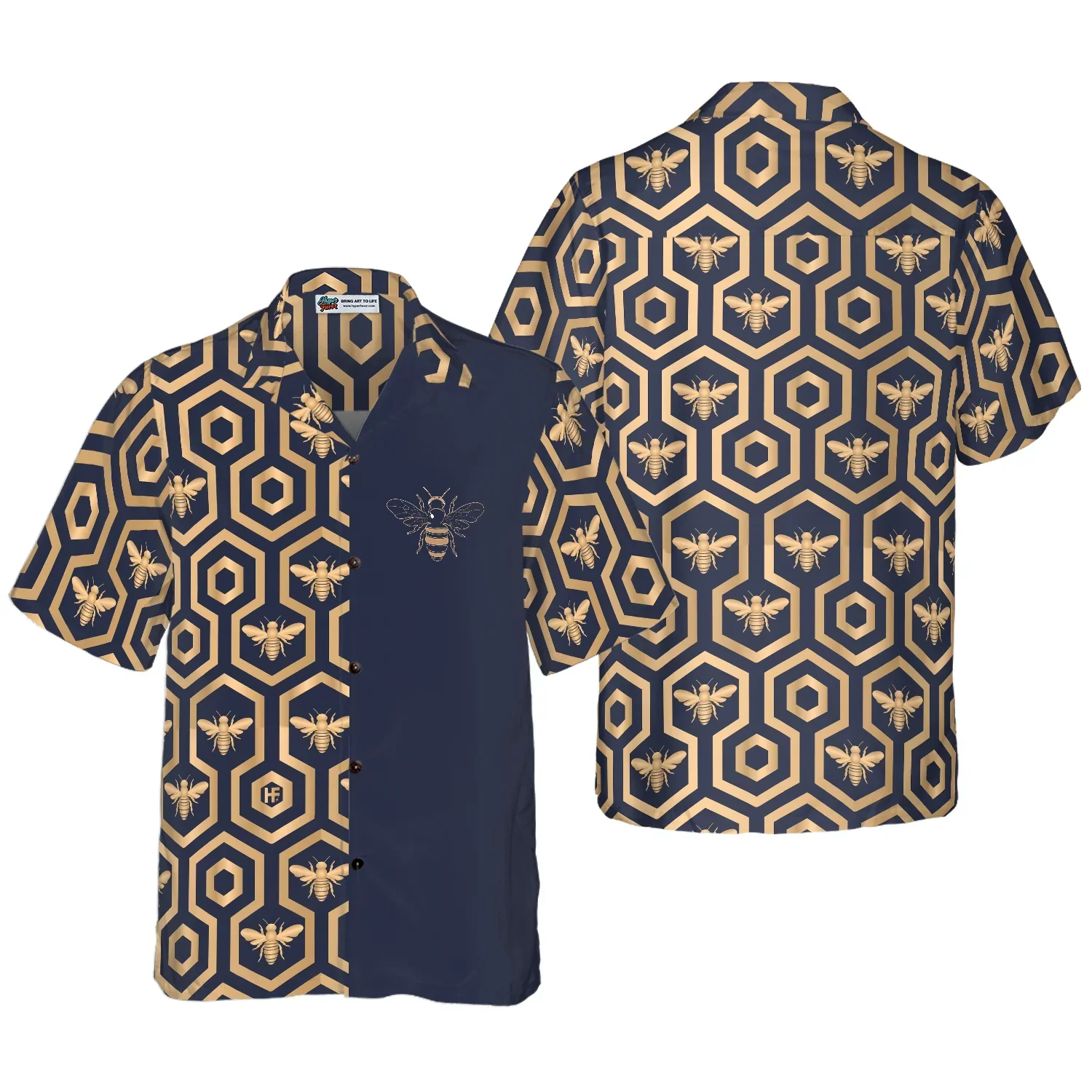 Bee Hive Hexagon Hawaiian Shirt, Summer Aloha Shirts For Men Women, Perfect Gift For Husband, Wife, Boyfriend, Friend