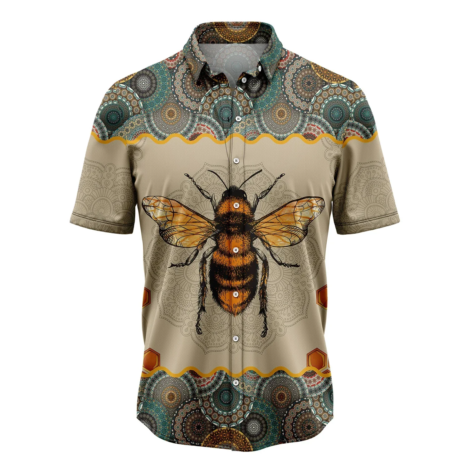Bee Mandala Hawaiian Shirt, Koi Waves Summer Aloha Shirt For Men Women - Perfect Gift For Husband, Boyfriend, Friend, Family, Wife