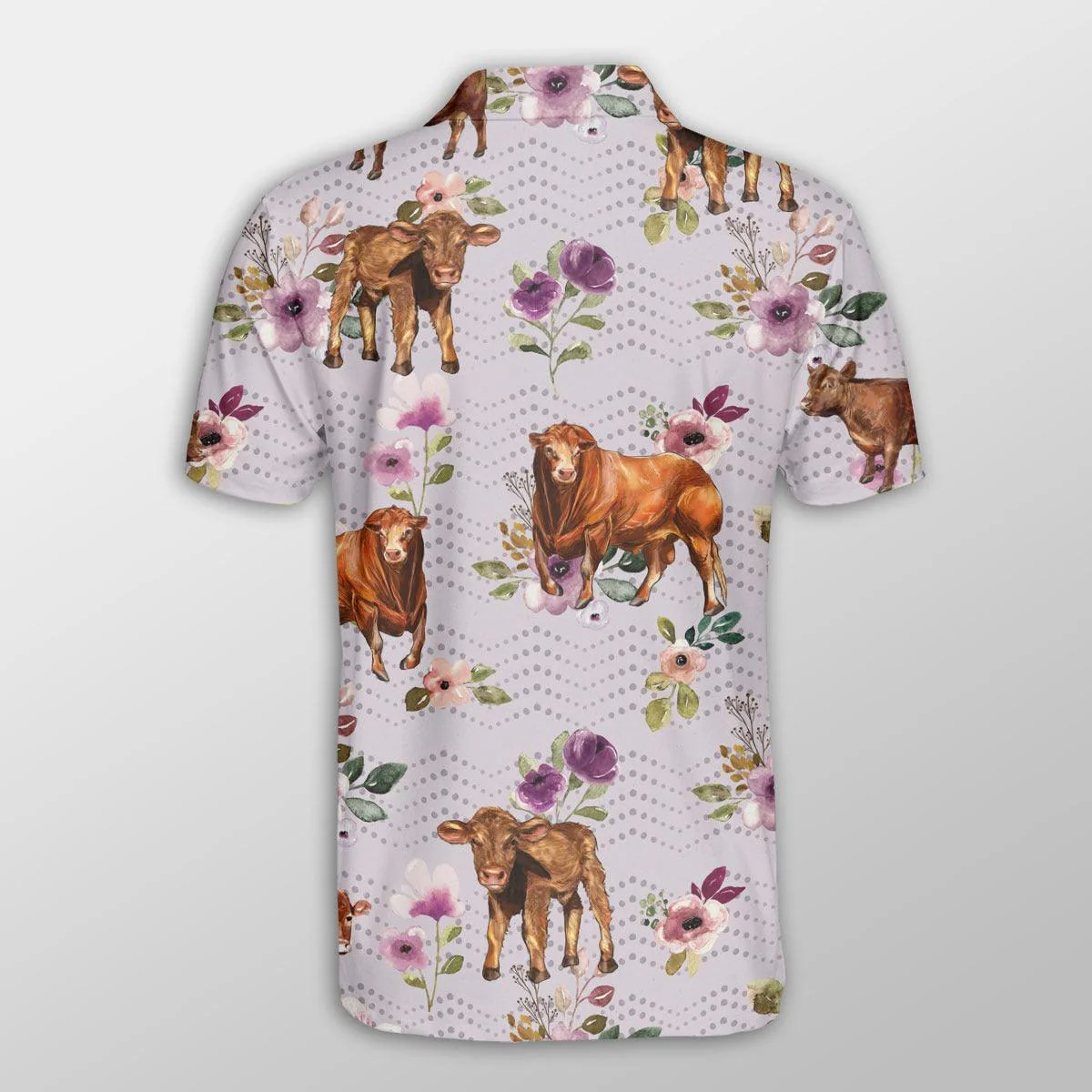 Beefmaster Men Polo Shirts - Beefmaster Autumn Amethyst Boho Floral Pattern Button Shirts For Men - Perfect Gift For Beefmaster Lovers, Cattle Lovers - Image 3