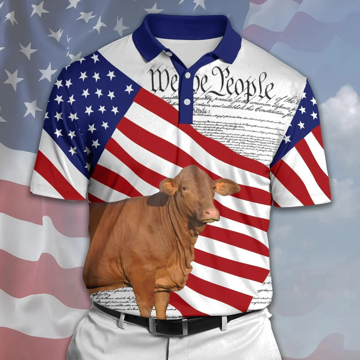 Beefmaster Men Polo Shirts - Beefmaster States Of America Polo Shirts For Men - Perfect Gift For Beefmaster Lovers, Cattle Lovers - Image 2