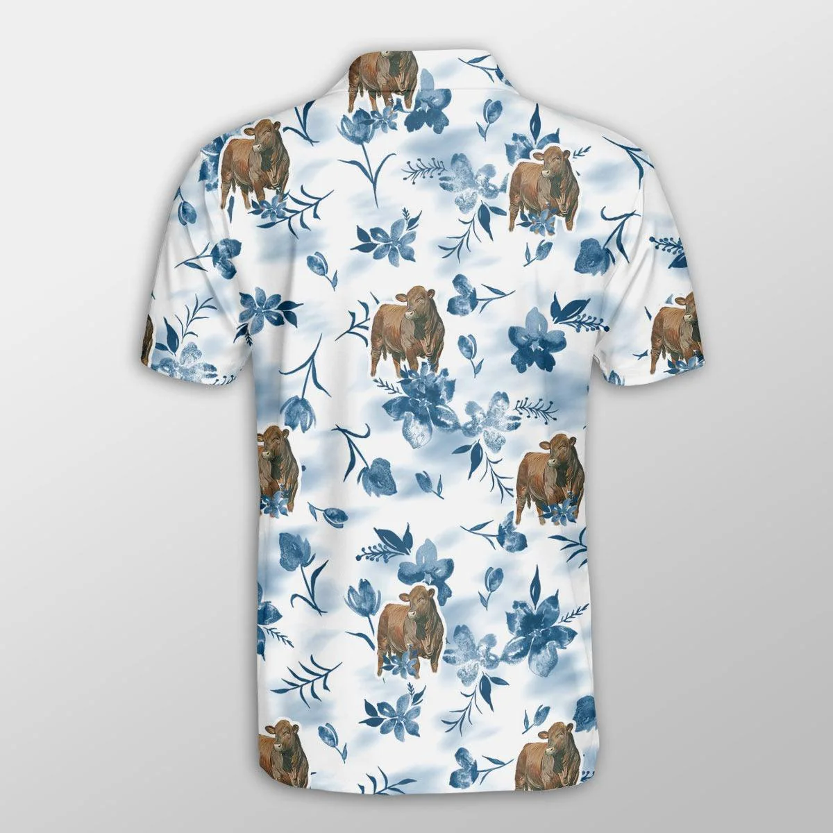 Beefmaster Men Polo Shirts - Beefmaster Watercolor Flowers and Leaves Tie Dye Pattern Button Shirts For Men - Perfect Gift For Beefmaster Lovers - Image 3
