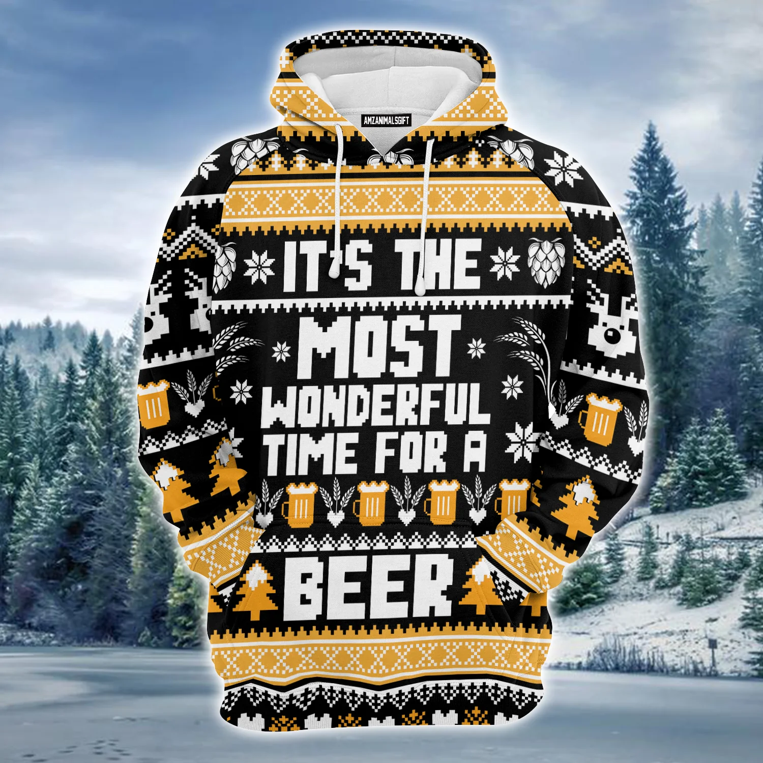 Beer Christmas Premium Hoodie, It's The Most Wonderful Time For A Beer Unisex Hoodie For Men & Women - Perfect Gift For Christmas, Friends, Family - Image 2
