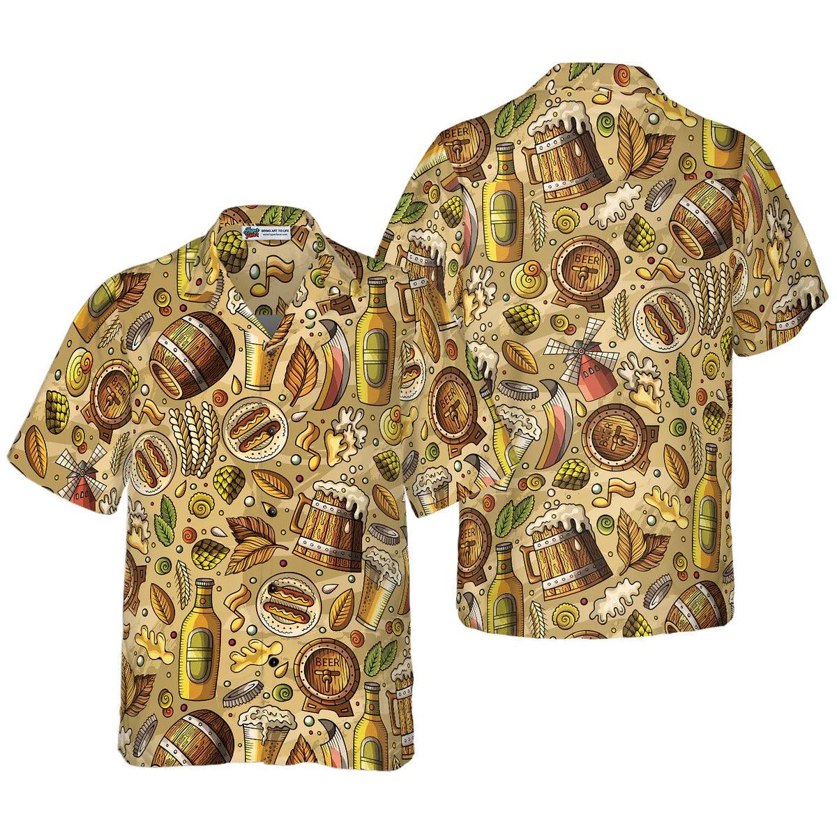Beer Fest Seamless Pattern Hawaiian Shirt, Beer Hawaiian Shirt, Colorful Aloha Shirt For Men Women, Perfect Gift For Husband, Wife, Friend, Family