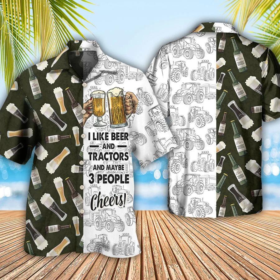 Beer Hawaiian Shirt, Beer Bottle With Tractor, I Like Beer And Trators Aloha Shirt For Men And Women - Perfect Gift For Beer Lovers, Summer