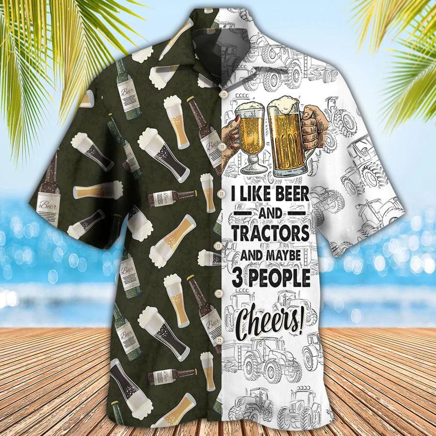 Beer Hawaiian Shirt, Beer Bottle With Tractor, I Like Beer And Trators Aloha Shirt For Men And Women - Perfect Gift For Beer Lovers, Summer - Image 2