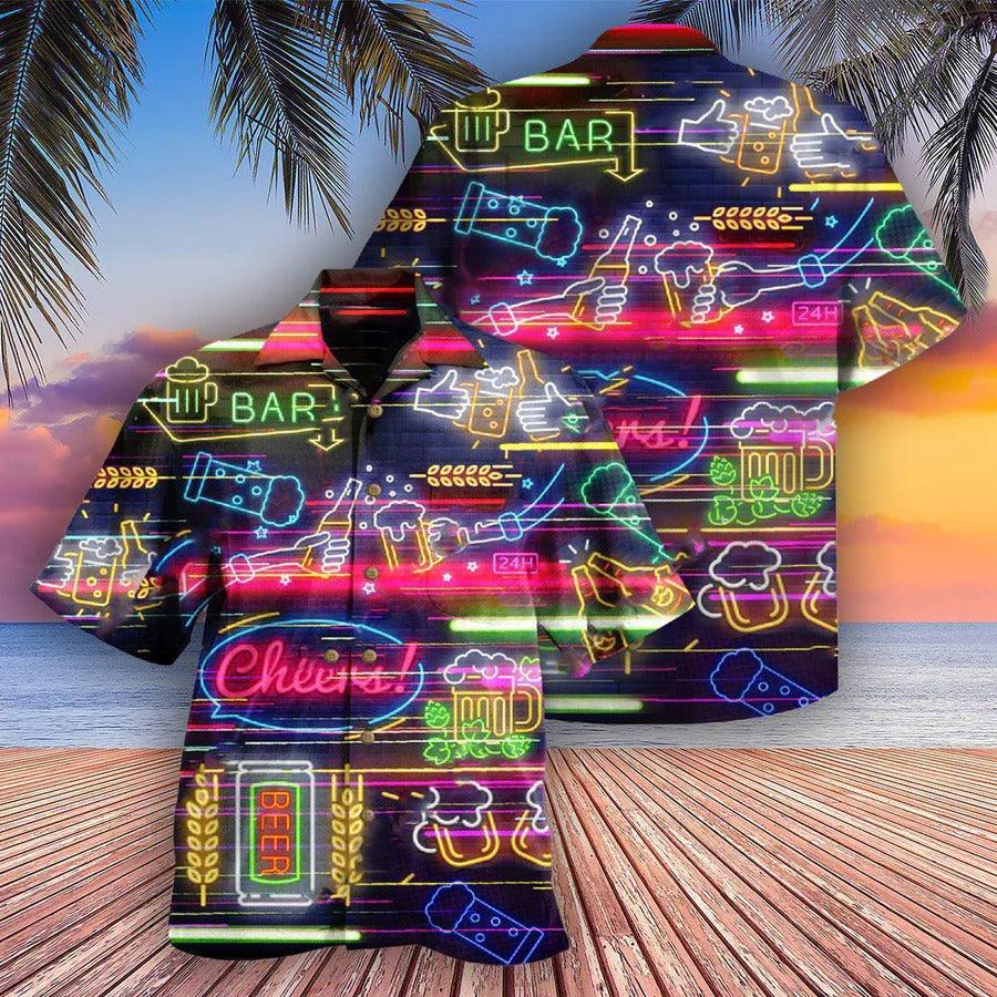 Beer Hawaiian Shirt, Beer Cheers, Drinking Beer Neon Bar Aloha Shirt For Men And Women - Perfect Gift For Beer Lovers, Summer
