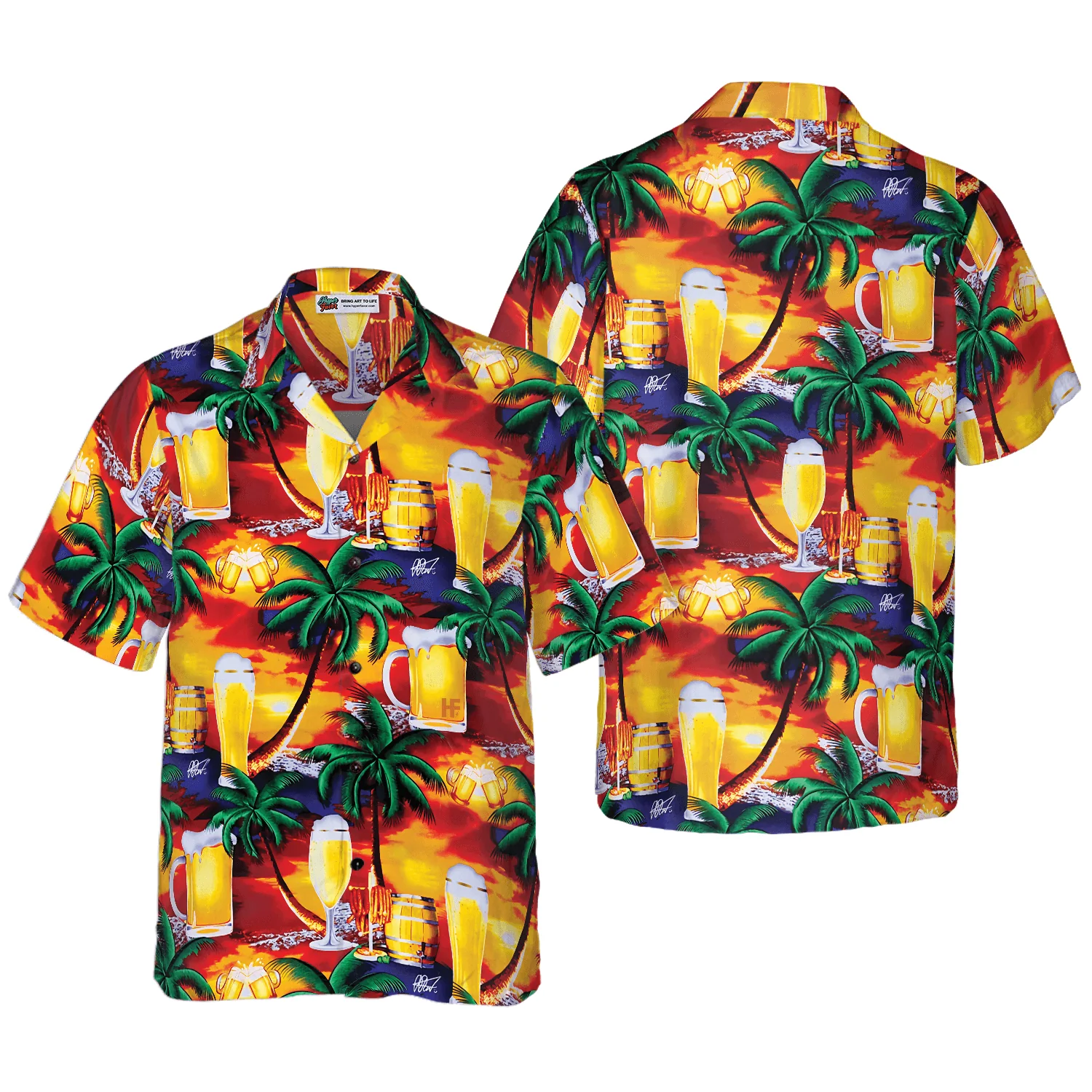 Beer Hawaiian Shirt, Beer in Paradise Tropical Palm Tree Pattern, Colorful Summer Aloha Shirt For Men Women, Perfect Gift For Friend, Beer Lovers