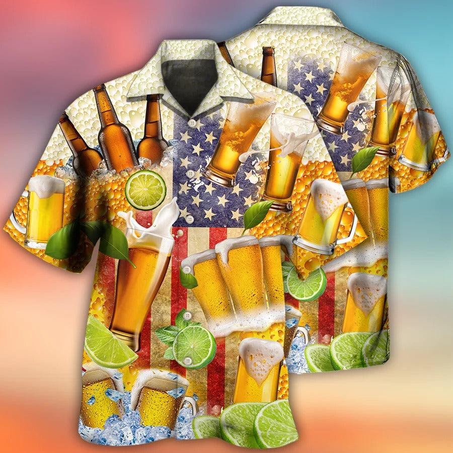 Beer Hawaiian Shirt, Cold Beer, Lemon, Beer Independence Day America Aloha Shirt For Men And Women - Perfect Gift For Beer Lovers, Summer