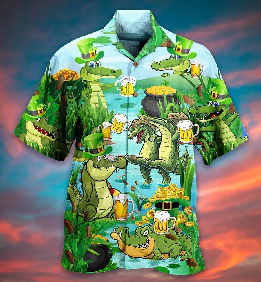 Beer Hawaiian Shirt, Crocodile Drinking Beer, Crocodile Loves Beer Everyday Aloha Shirt For Men And Women - Perfect Gift For Beer Lovers, Summer - Image 2