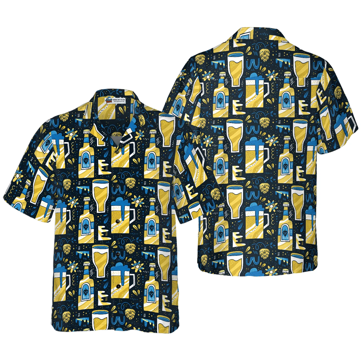 Beer Pattern Hawaiian Shirt, Colorful Summer Aloha Shirt For Men Women, Perfect Gift For Friend, Family, Husband, Wife, Boyfriend, Girlfriend