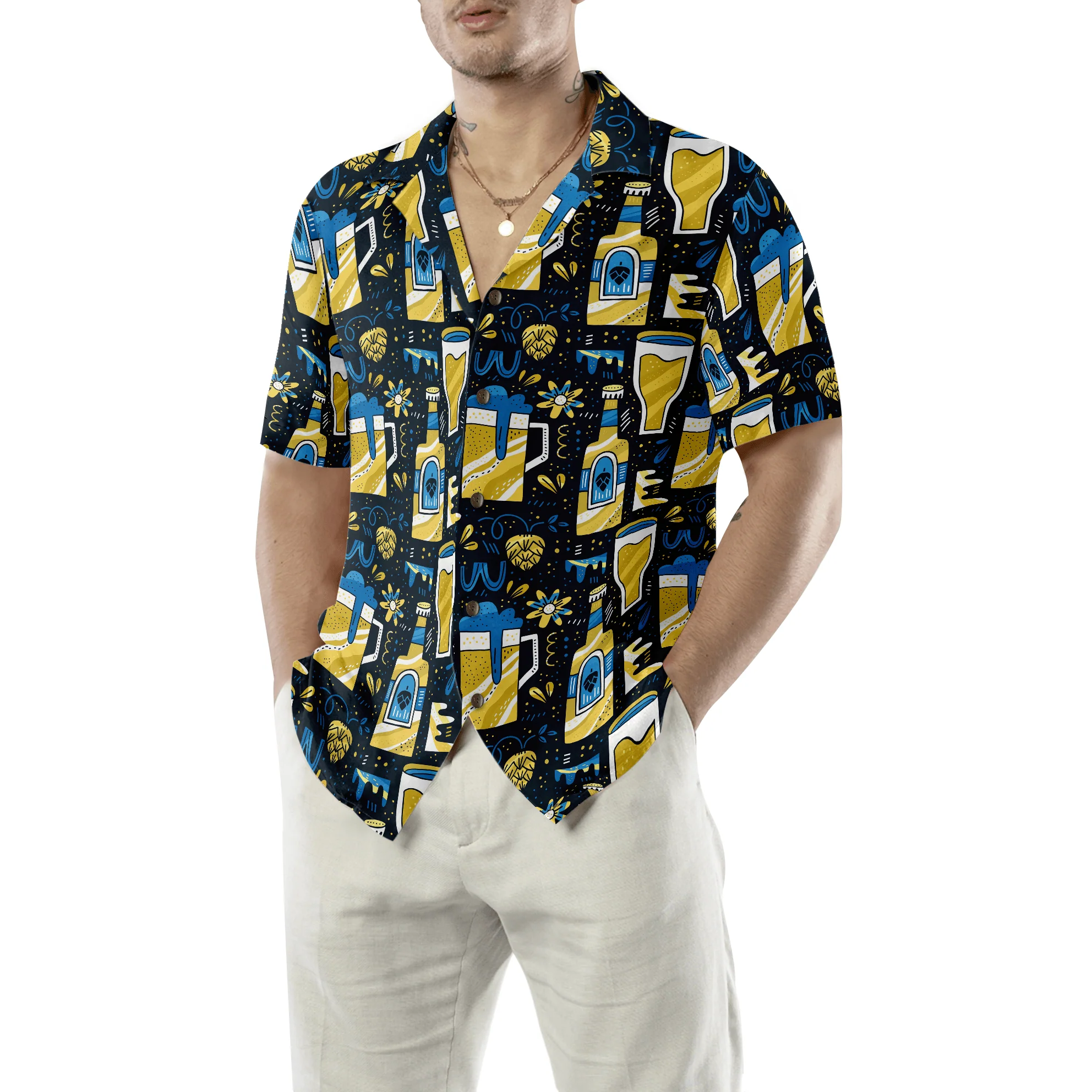 Beer Pattern Hawaiian Shirt, Colorful Summer Aloha Shirt For Men Women, Perfect Gift For Friend, Family, Husband, Wife, Boyfriend, Girlfriend - Image 5