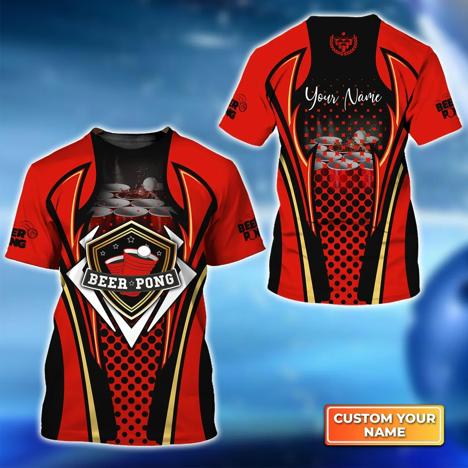 Beer Pong Customized Hawaiian Shirt, Red Black Beer Pong Button Up Shirt For Beer Pong Lovers, Beer Pong Team Players - Image 5
