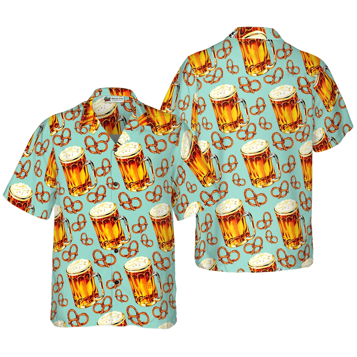 Beer & Pretzel Hawaiian Shirt For Summer, Colorful Shirt For Men Women, Perfect Gift For Friend, Team, Family, Beer Pretzel Lovers