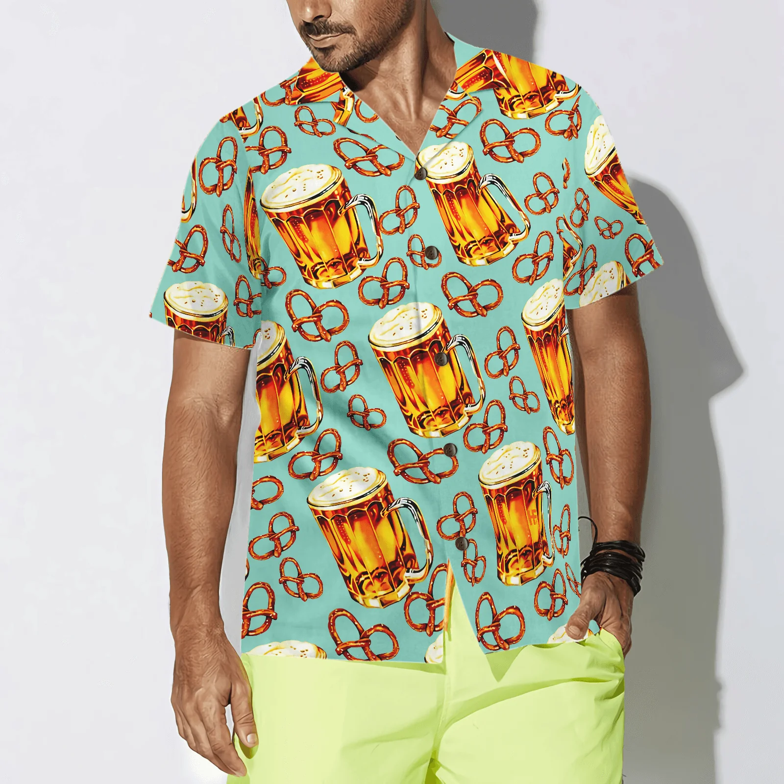 Beer & Pretzel Hawaiian Shirt For Summer, Colorful Shirt For Men Women, Perfect Gift For Friend, Team, Family, Beer Pretzel Lovers - Image 4