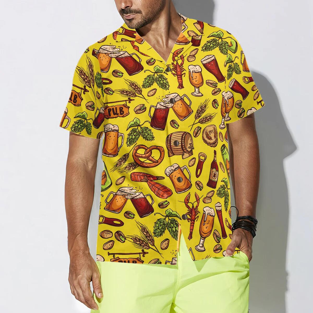 Beer Yellow Hawaiian Shirt, Beer Aloha Shirt, Colorful Summer Hawaiian Shirt - Perfect Gift For Men Women, Friends, Family, Summer Lovers - Image 4
