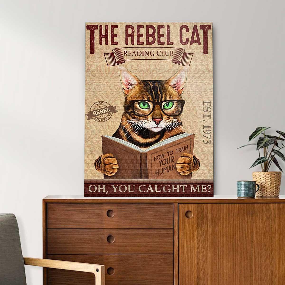 Bengal Cat Portrait Canvas, The Rebel Cat Reading Club You Caught Me Portrait Canvas, Premium Wrapped Canvas - Perfect Gift For Bengal Cat Owner - Image 2
