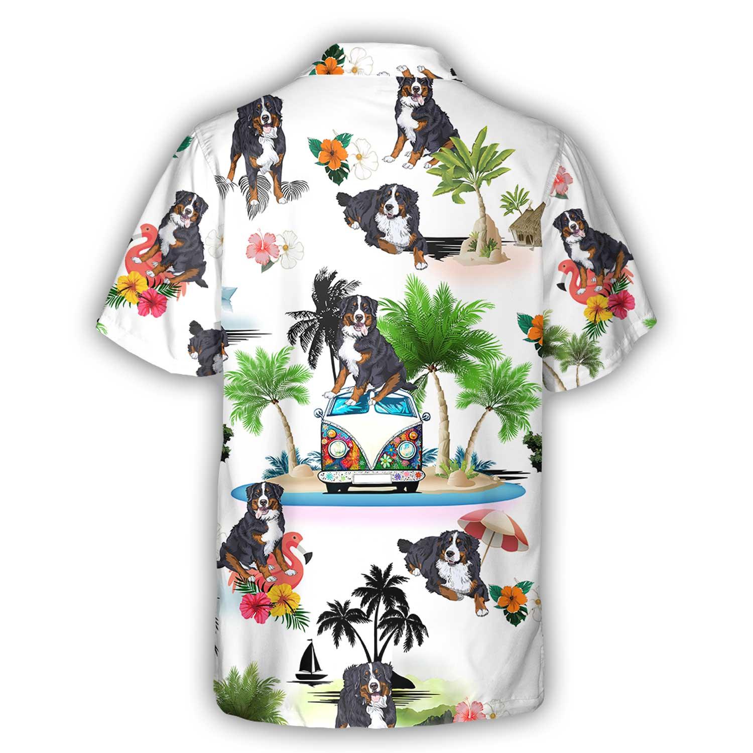Bernese Mountain Hawaiian Shirt, Dog Vacation Aloha Shirt For Men Women - Perfect Gift For Dog Lovers, Husband, Boyfriend, Friend, Family, Wife - Image 3