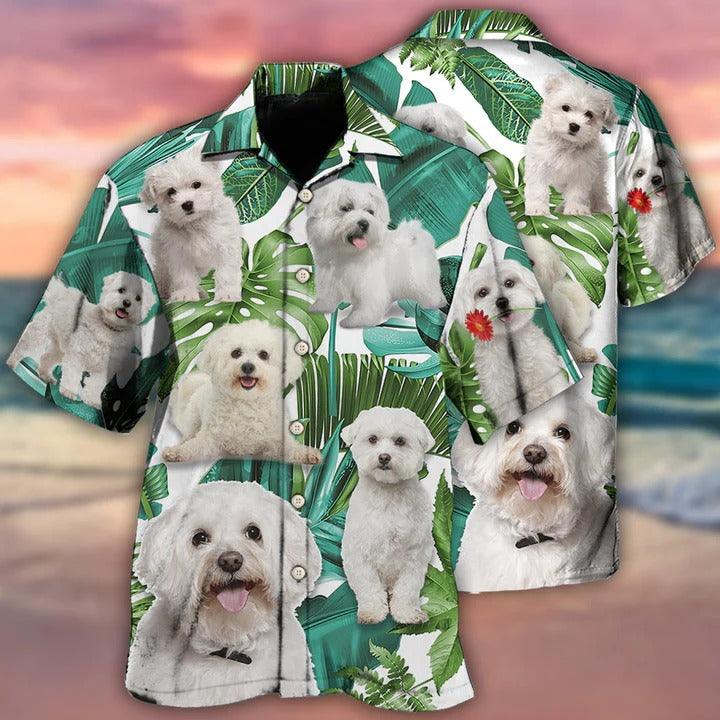Bichon Frise Aloha Hawaii Shirt - Bichon Frise Dog Tropical Leaf Style Hawaiian Shirt For Summer - Perfect Gift For Dog Lovers, Friend, Family