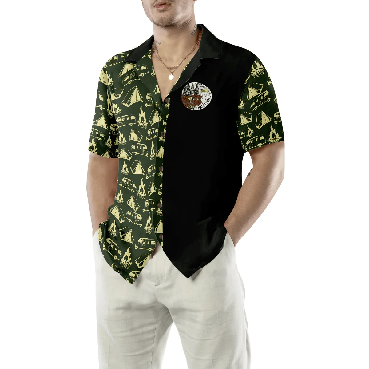 Bigfoot Hawaiian Shirt - Bigfoot Darryl Drink Coffee & Hate People Bigfoot Hawaiian Shirt, Camping Bigfoot Hawaiian Shirt - Perfect Gift For Husband, Boyfriend, Friend, Family - Image 5