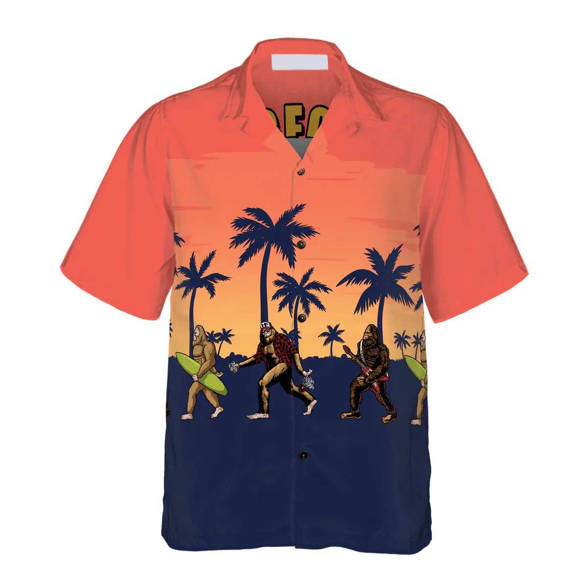 Bigfoot Hawaiian Shirt - Bigfoot Needs A Vacation Hawaiian Shirt, Vintage Dawn Palette Tropical Bigfoot Surfer Hawaiian Shirt - Perfect Gift For Husband, Boyfriend, Friend, Family - Image 2