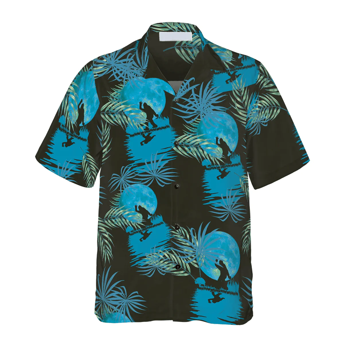 Bigfoot Hawaiian Shirt - Tropical Blue Moon Bigfoot Hawaiian Shirt, Black And Blue Moonlight Hawaiian Shirt - Perfect Gift For Husband, Boyfriend, Friend, Family - Image 3