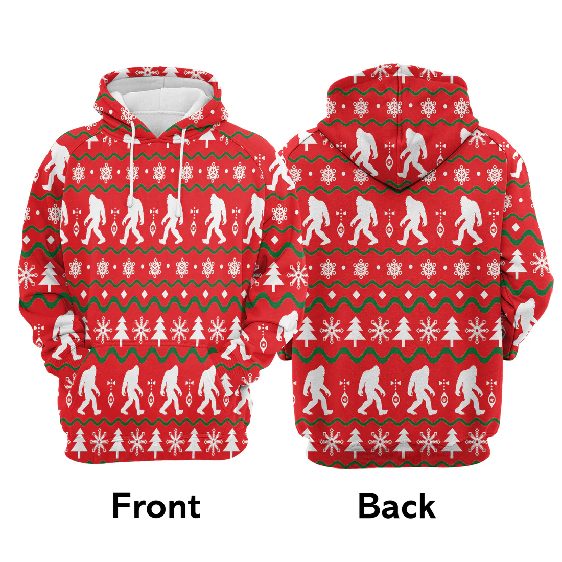 Bigfoot Premium Christmas Hoodie, Bigfoot & Christmas Pattern Unisex Hoodie For Men & Women - Perfect Gift For Christmas, Friends, Family - Image 3