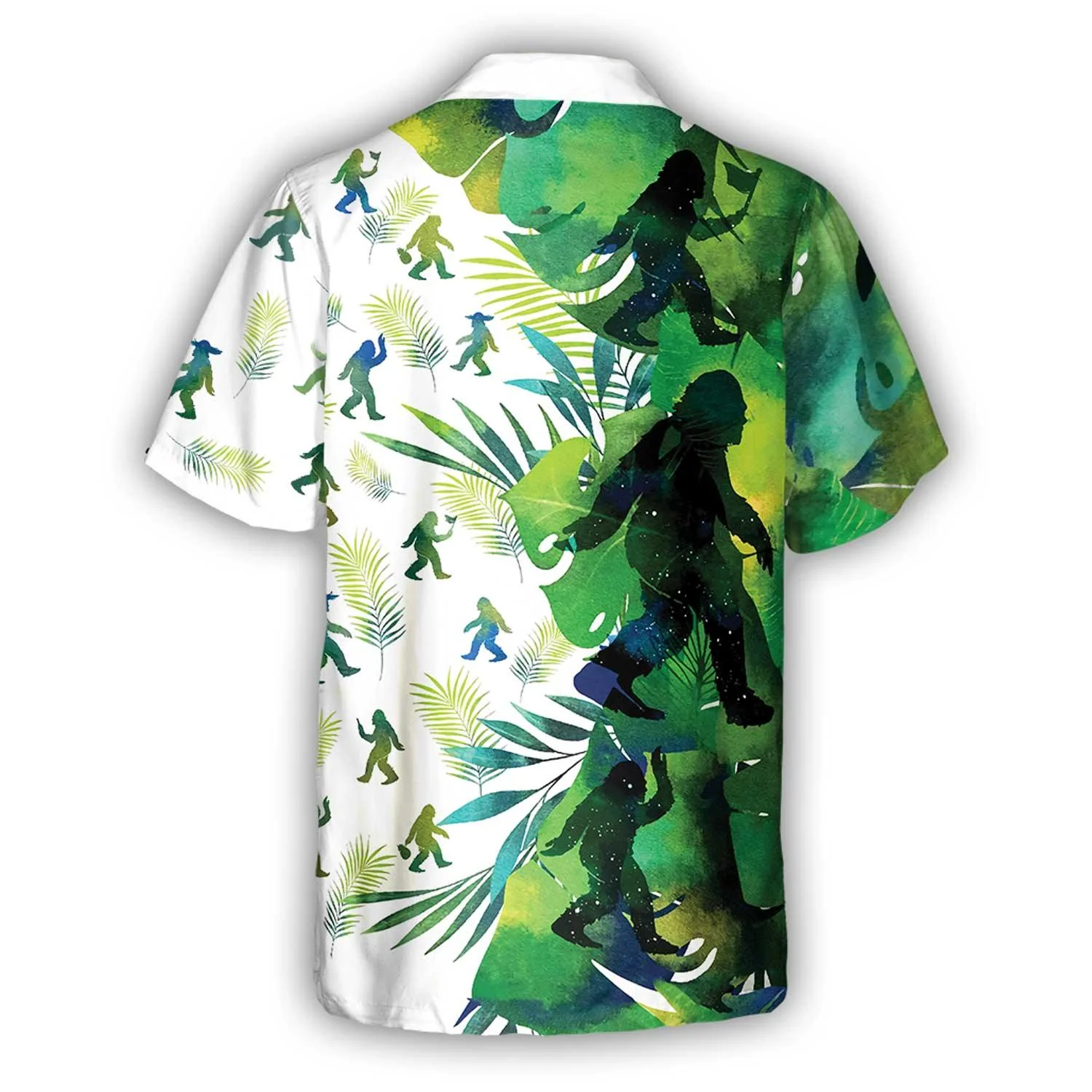 Bigfoot Silhouettes in Tropical Hawaiian Shirt, Green Sasquatch Summer Aloha Shirt For Men, Perfect Gift For Friends, Husband, Boyfriend, Family - Image 3
