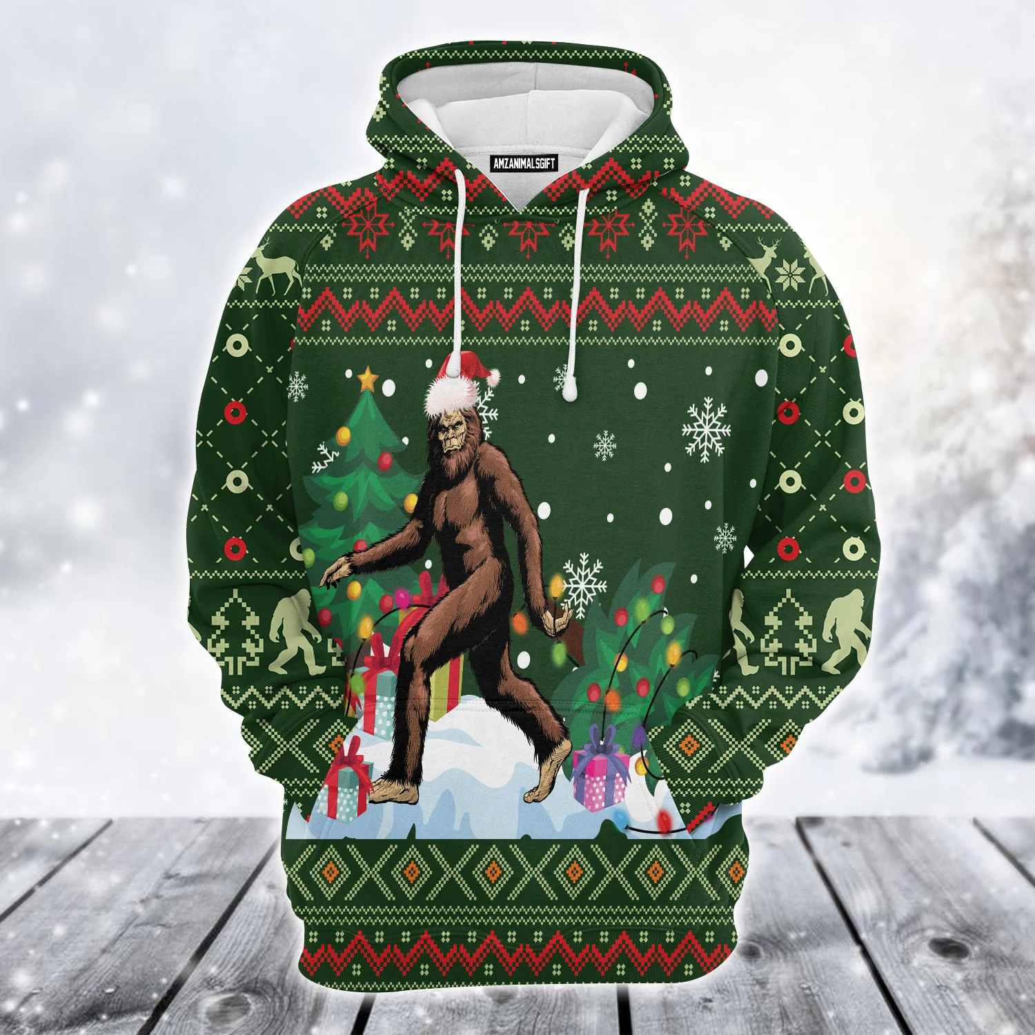 Bigfoot Xmas Premium Christmas Hoodie, Christmas Tree Unisex Hoodie For Men & Women - Perfect Gift For Christmas, Friends, Family - Image 2