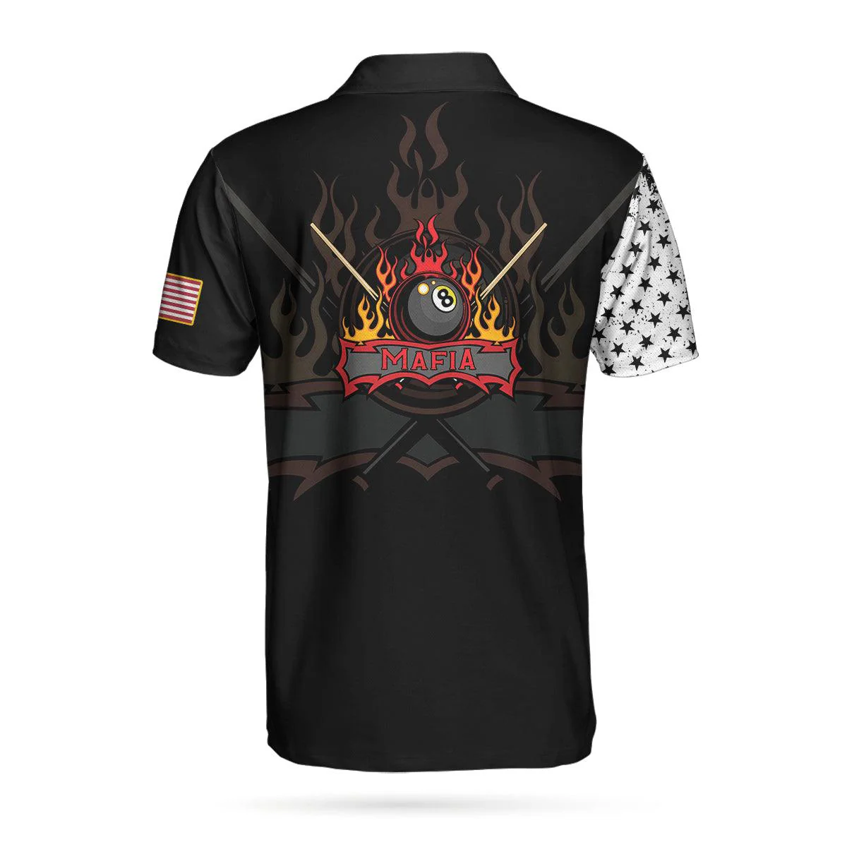 Billiard Custom Name Men Polo Shirt, Personalized 8 Ball Pool Billiards Polo Shirts, Skull American Flag Polo Shirt - Gift For Billiards Lovers - Image 3