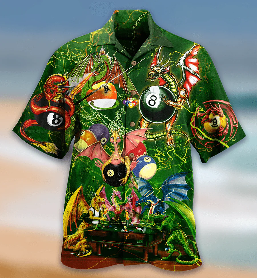 Billiard Hawaiian Shirt, Dragon Aloha Hawaiian Shirt For Summer, Dragon And Billiard Balls Love Life Cool Hawaiian Shirt For Men Women, Dragon Lovers