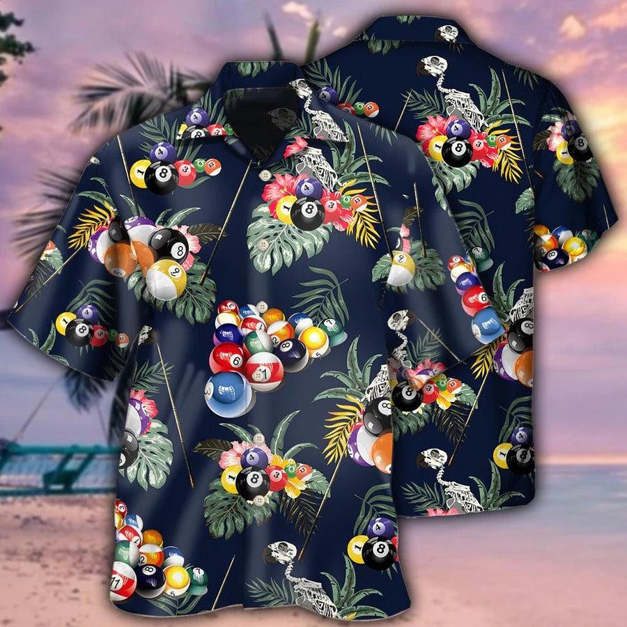 Billiard Hawaiian Shirt, Tropical Leaves Billiard Aloha Hawaiian Shirt, Billiard Ball Aloha Shirt For Men - Perfect Gift For Billiard Lovers
